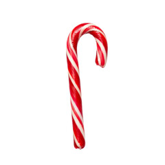 A cute christmas candy cane isolated  on a transparent background