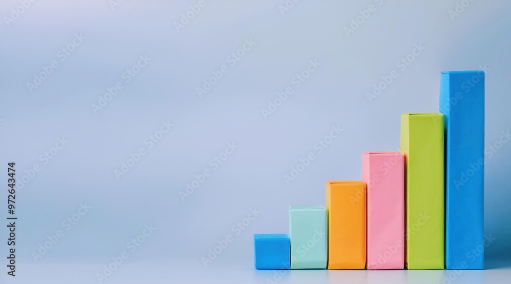 Poster colorful bar graph on blue background representing business growth and data analytics. perfect for p