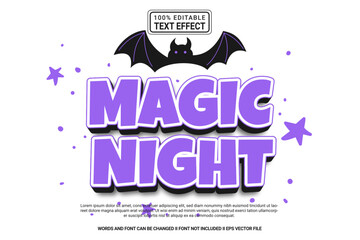 Fototapeta premium Editable text effect Magic Night 3d cartoon template style modern premium vector