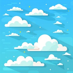 Cloud, drifting across sky, flat design illustration