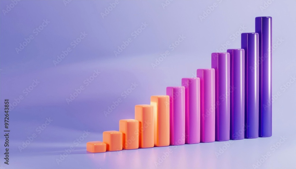 Poster colorful bar graph showing growth and progress on a gradient background. ideal for business, finance