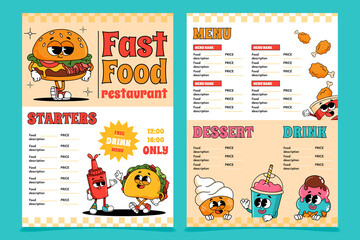 Cool cartoon hand drawn food menu