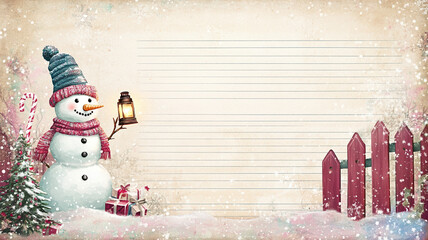 A New Year's card with empty margins for writing wishes or a letter for Santa Claus.