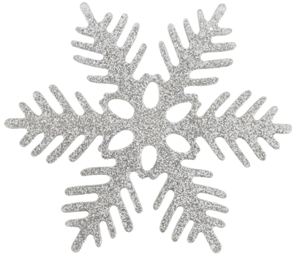Silver Christmas Tree toy snowflake in sequins isolated on a transparent background.