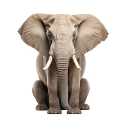 big elephant sitting isolated on white
