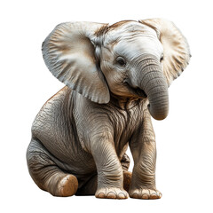 Fototapeta premium big elephant sitting isolated on white