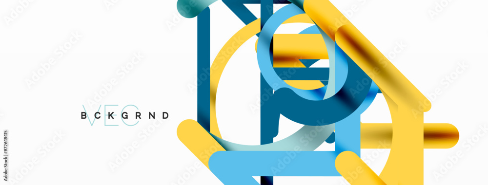 Aufkleber Abstract background. Circles and colorful round shape lines. Linear geometric minimal design