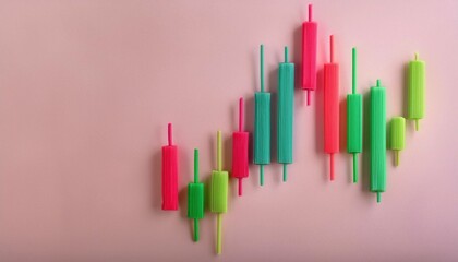 A colorful line of green, red