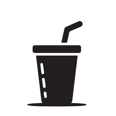 Juice cup silhouette. Fruits juice cup vector design. Smoothie cup logo, icon design black and white.