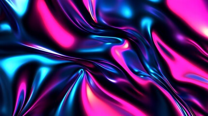 Obraz premium an abstract design featuring a smooth, flowing texture that resembles liquid or silk. It is composed of vibrant colors, primarily shades of pink, blue, and purple