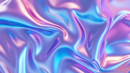 Obraz premium an abstract design with a smooth, flowing texture that resembles silk or liquid. It features a blend of pastel colors, primarily shades of blue, pink, and purple, creating a holographic or iridescent 