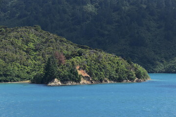 Sailing across the Cook Straight between the North and South island in New Zealand