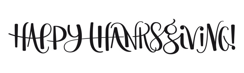 HAPPY THANKSGIVING black vector brush calligraphy banner