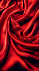 Obraz premium Luxurious folds of red silk fabric draped elegantly, showcasing rich and smooth texture with light reflections