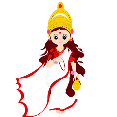 Mata brahmacharini Illustrations - goddess brahmacharini - second day Goddess of Navratri - Durga