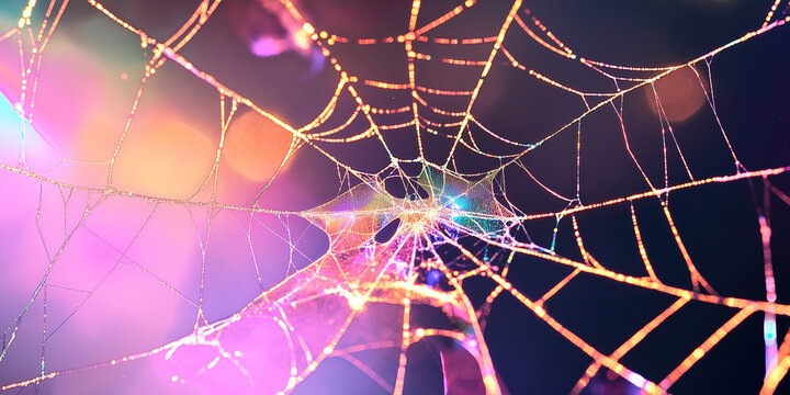 Shiny aesthetic sparkling spider web for halloween background