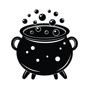 recommend clip art: Witch cauldron with bubbling brew, Halloween cauldron with bubbles icon vector illustration on white background