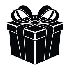 black gift box silhouette vector art, Gift box icon Silhouette vector illustration, Christmas gift box
