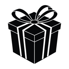 black gift box silhouette vector art, Gift box icon Silhouette vector illustration, Christmas gift box