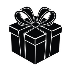 black gift box silhouette vector art, Gift box icon Silhouette vector illustration, Christmas gift box