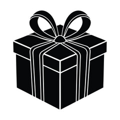 black gift box silhouette vector art, Gift box icon Silhouette vector illustration, Christmas gift box