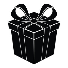 black gift box silhouette vector art, Gift box icon Silhouette vector illustration, Christmas gift box