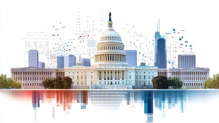 A symbolic depiction of the U.S. electoral college system colorful graphics and charts explaining its complexity