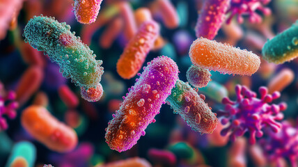 Microscopic View of Bacterial Cells in Detailed Magnification