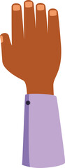 Cartoon vector illustration of a hand with dark skin tone showing four fingers