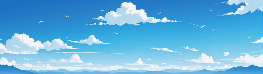 Clear blue sky with a few scattered clouds creating a minimalist background.