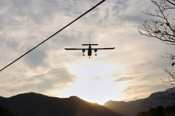 Landing silhouette sunset