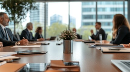 American business investors at a roundtable discussion with political figures
