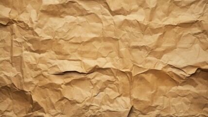 Obraz premium ai generates, High-resolution crumpled brown paper texture with visible creases and folds, perfect for rustic or aged backgrounds. Ideal for adding depth and character to creative design projects