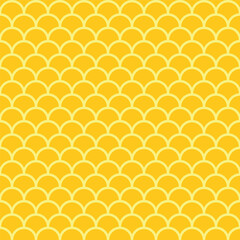 Seamless pattern of yellow fish scales like gold fish scales with a flat design style