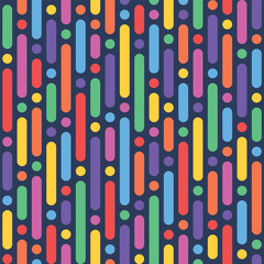 seamless pattern of colorful lines on a dark background, fun and creative for kids or trendy design with basic shapes