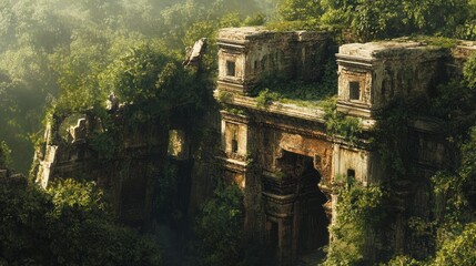 Ancient Ruins in Lush Jungle