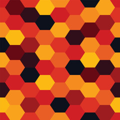 seamless pattern of monochrome red hexagon geometric shapes, modern camouflage style