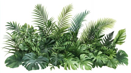 A vibrant green tropical foliage bush