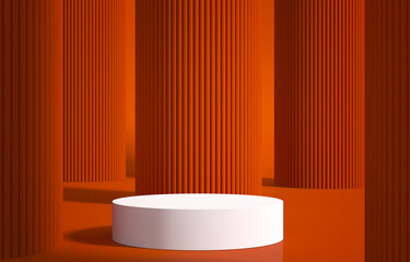 Minimalism abstract background, pedestal. 3D illustration.