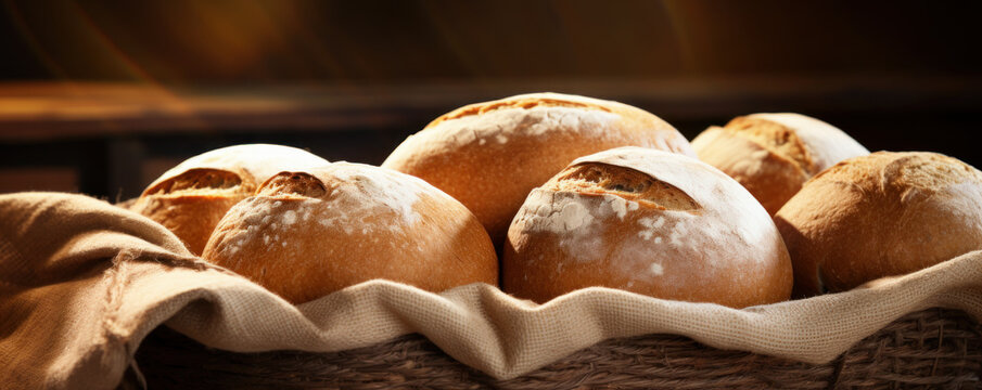 banner of rustic basket with bread