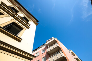 Residential building in Munich, old building and new building next to each other