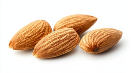 Brown almond nut seeds isolated, almonds isolate, white background, nut isolated on white