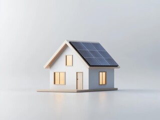 Energy-efficient smart house, solar panels on the roof, modern design, 3D illustration