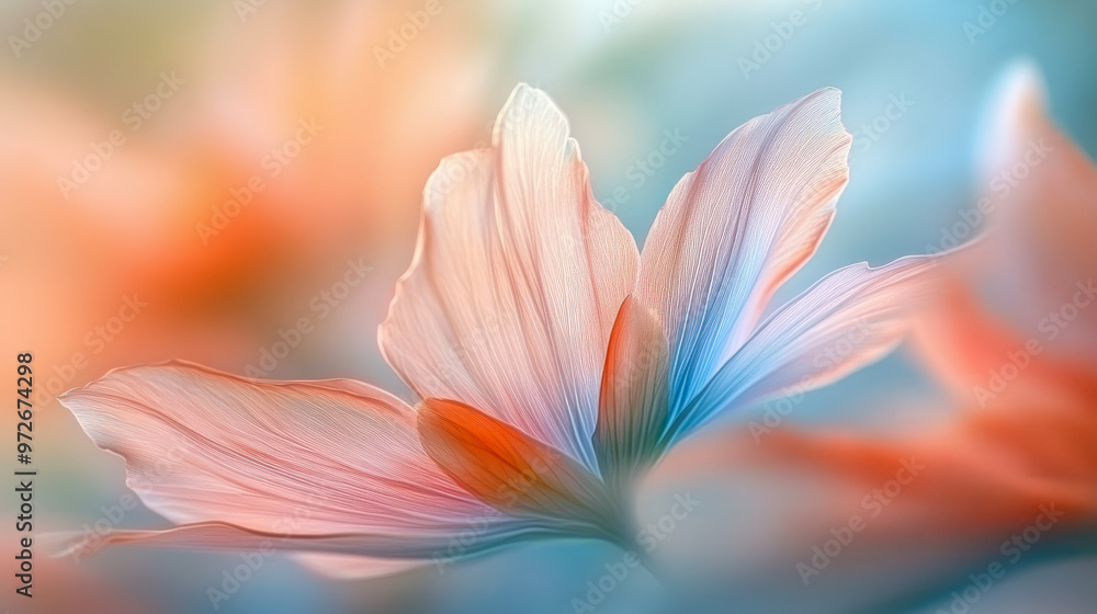 Poster artistic depiction of a flower in soft focus with pastel colors blending into each other, creating a