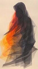 Abstract Figure in Veils: A Captivating Exploration of Form and Color