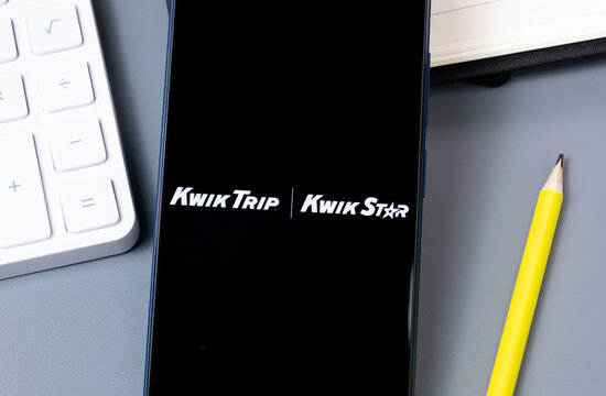 New York, USA - 30 August 2024: Kwik Trip Logo on Phone Screen, Company Icon on Display