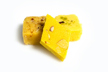 Closeup of Indian milk dessert made with milk and pulses during festivals.
