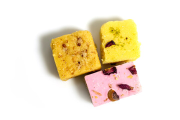 Top view of traditional Indian milk dessert made with milk and pulses during festivals.