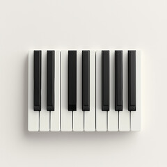 Naklejka premium Minimalistic piano keys in a clean, monochrome style, displayed on a soft, neutral background, conveying simplicity and elegance