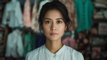 Naklejka premium Young Chinese Model Traditional Craft Workshop